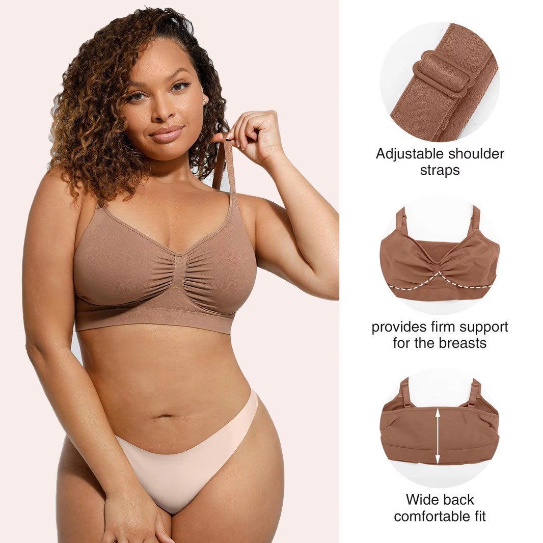 2 Colors Full Coverage Adjustable Everyday Bras Wireless Hide Back Fat Bralette Ladies Seamless Push up Bra - Image 3