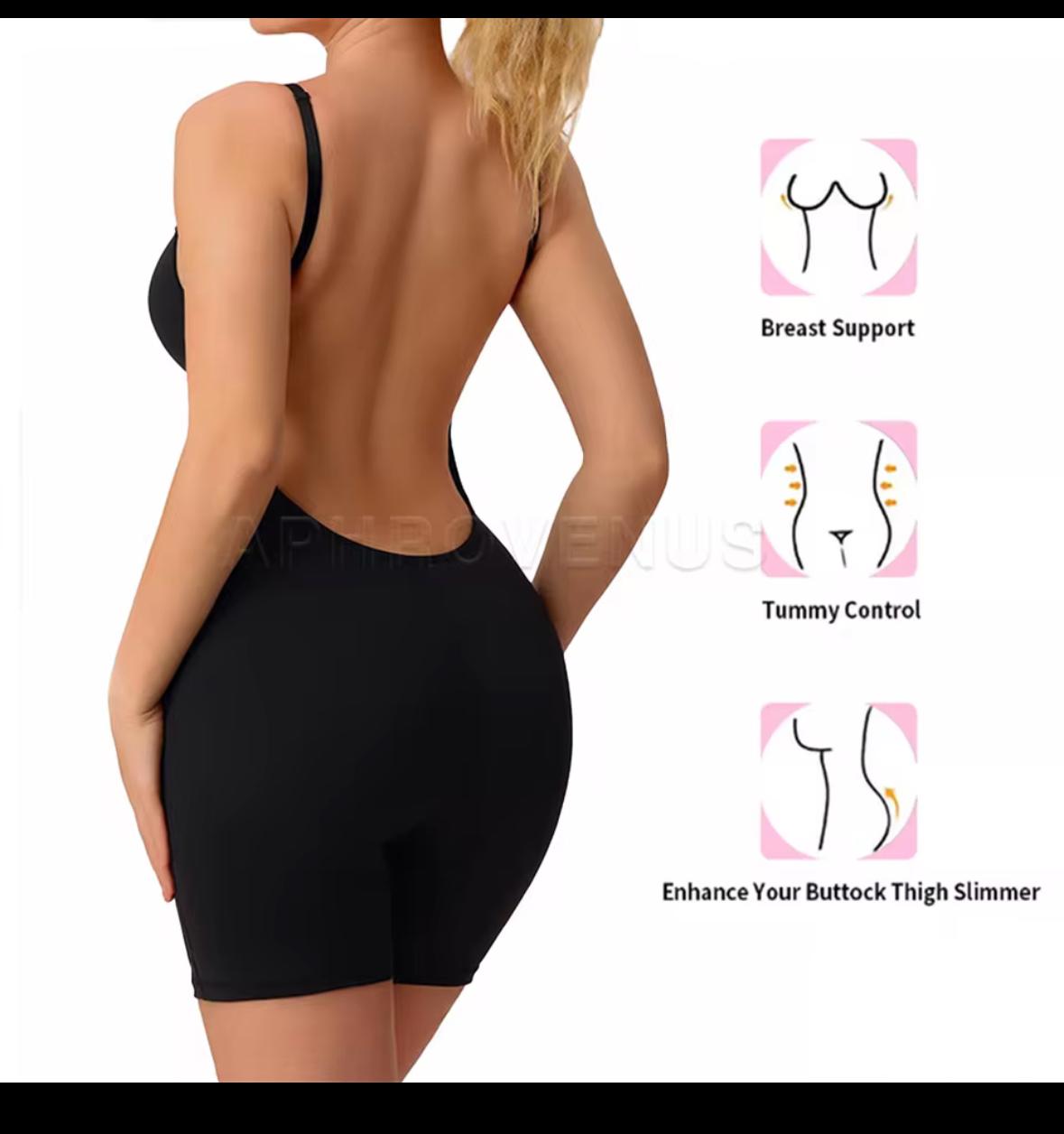 Seamless Covered Chest Body Suit with Open Back - Image 5
